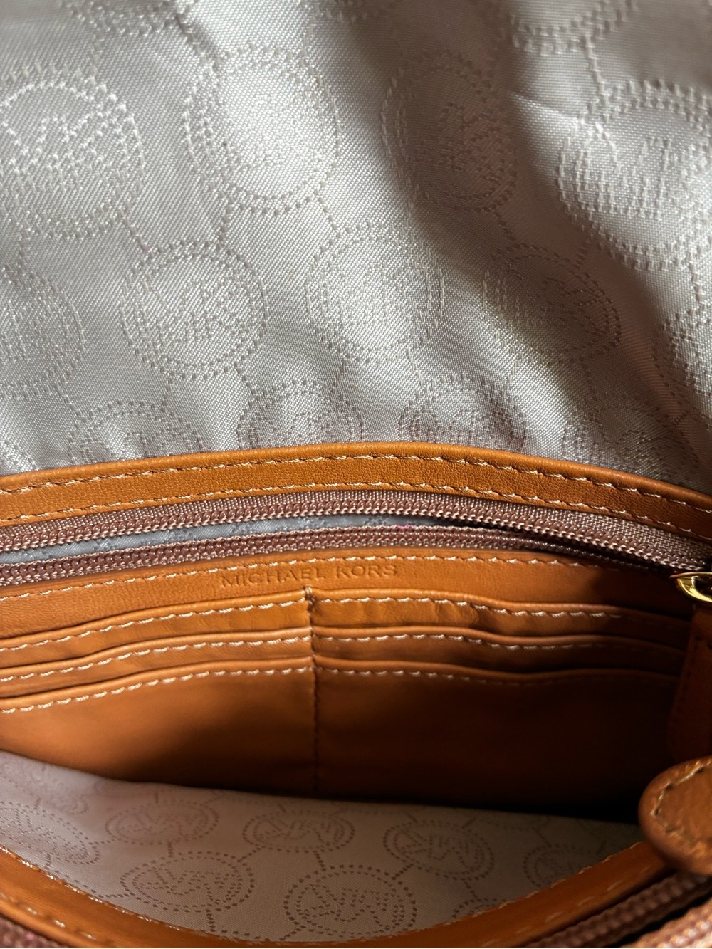Michael Kors Quilted Sloan Camel Colored Shoulder Bag with Gold Chain Straps - Picture 7 of 13